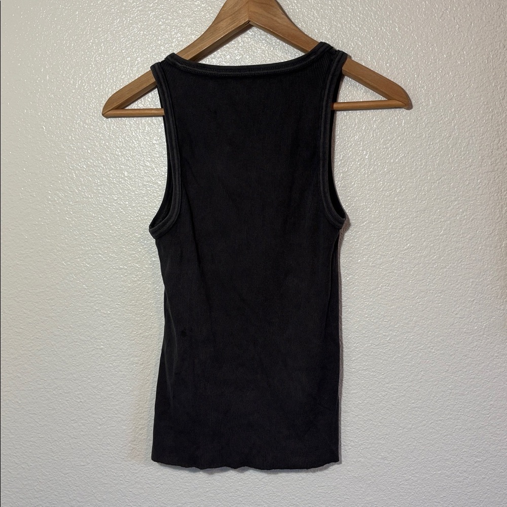 Aerie Sun Faded Half Button Charcoal Tank Top Size Medium  | casual | loungewear - Picture 3 of 5